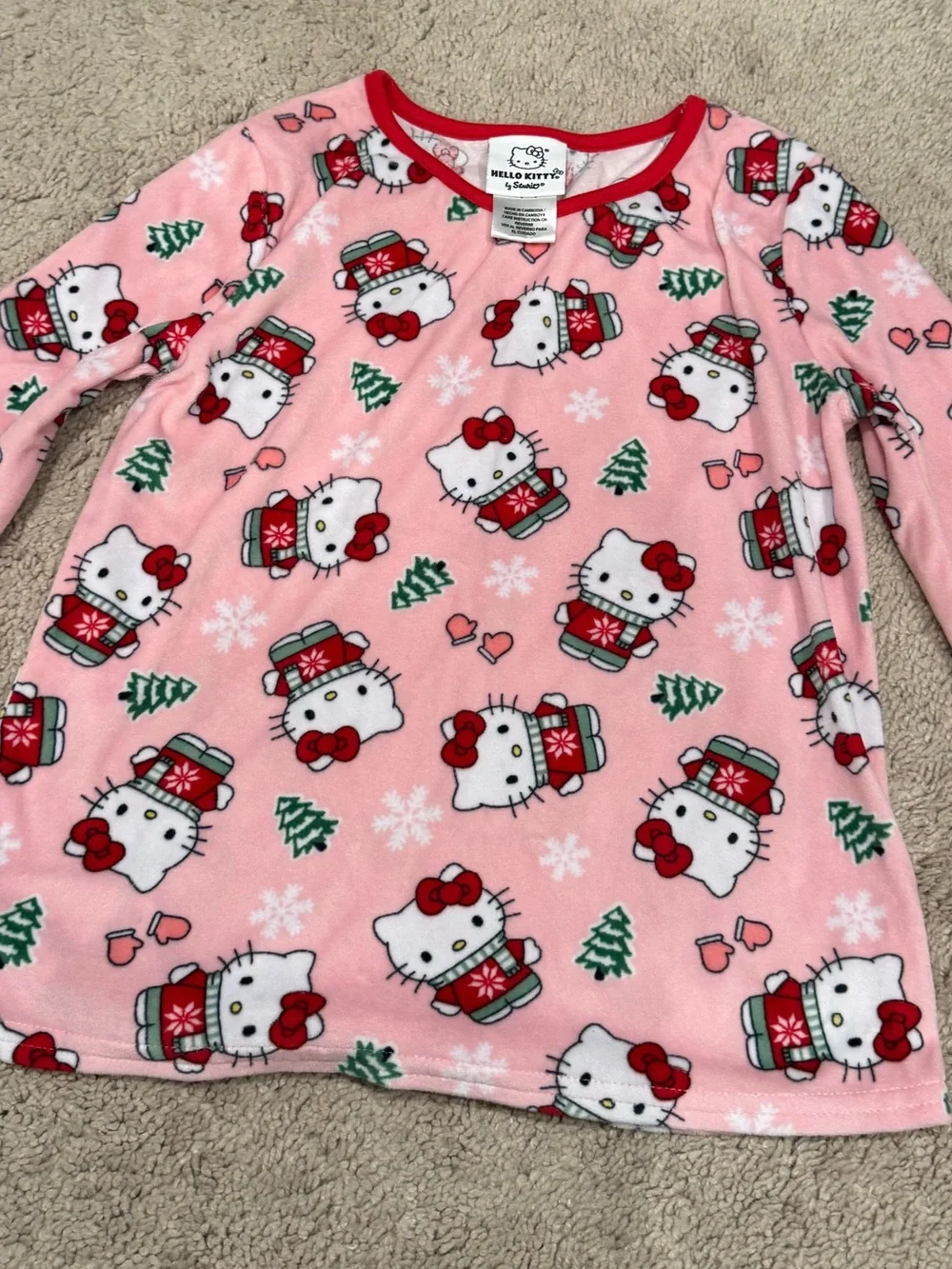Hello Kitty Pink and Red Holiday Fleece Hoodie - Kids